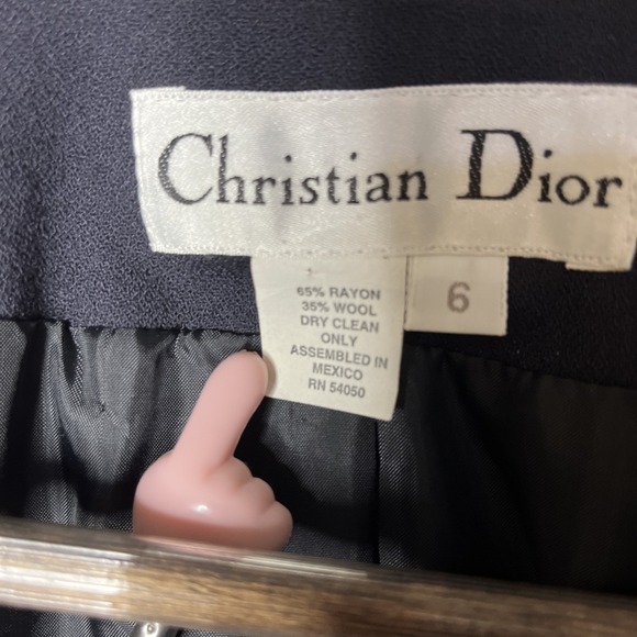 VTG Christian Dior Double-Breasted Blazer Navy Blue Wool Rayon 80s 90s Size 6 - Picture 9 of 10